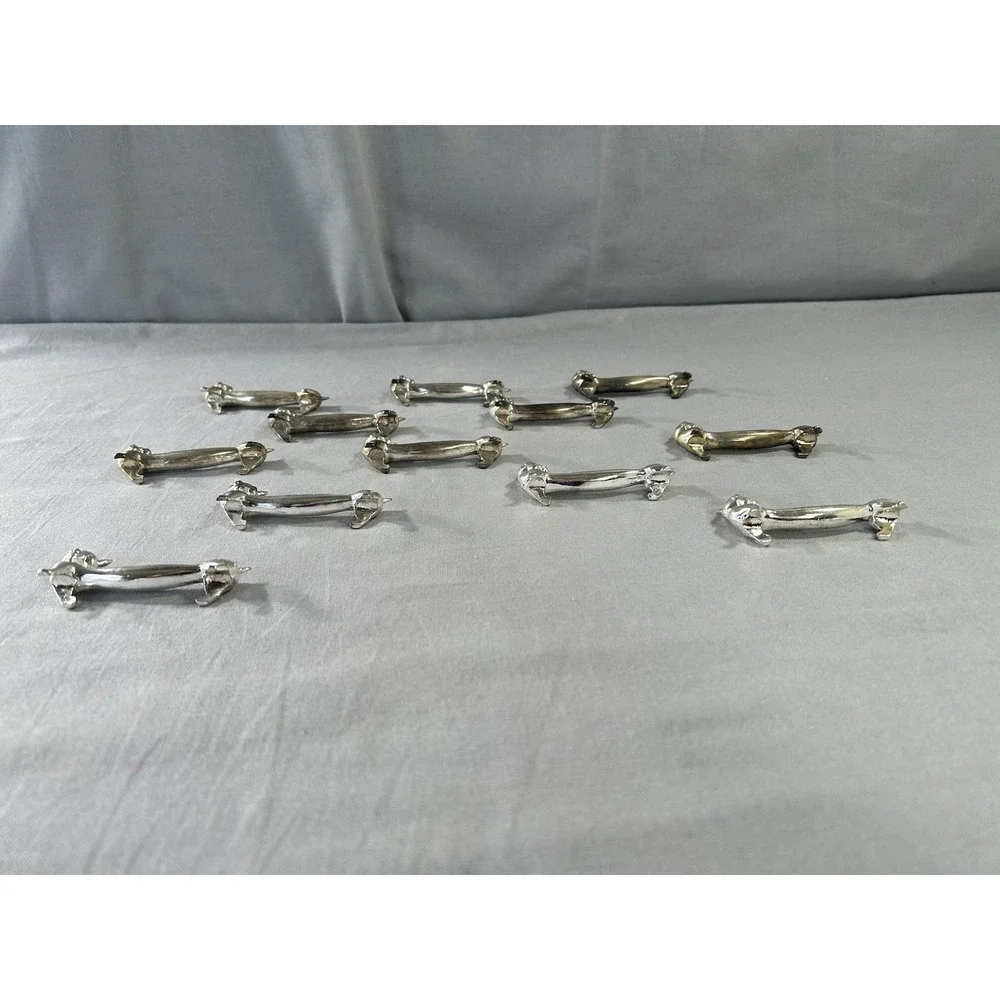 vintage silver-plated cat-shaped knife rests lot 12 Holiday Whimsical Art Deco